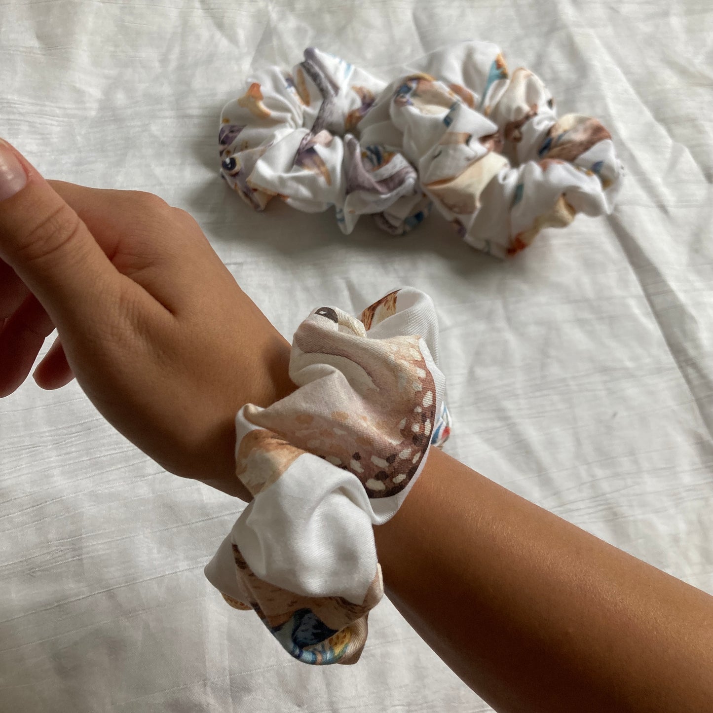Chouchou Scrunchie en coton Animaux à plumes