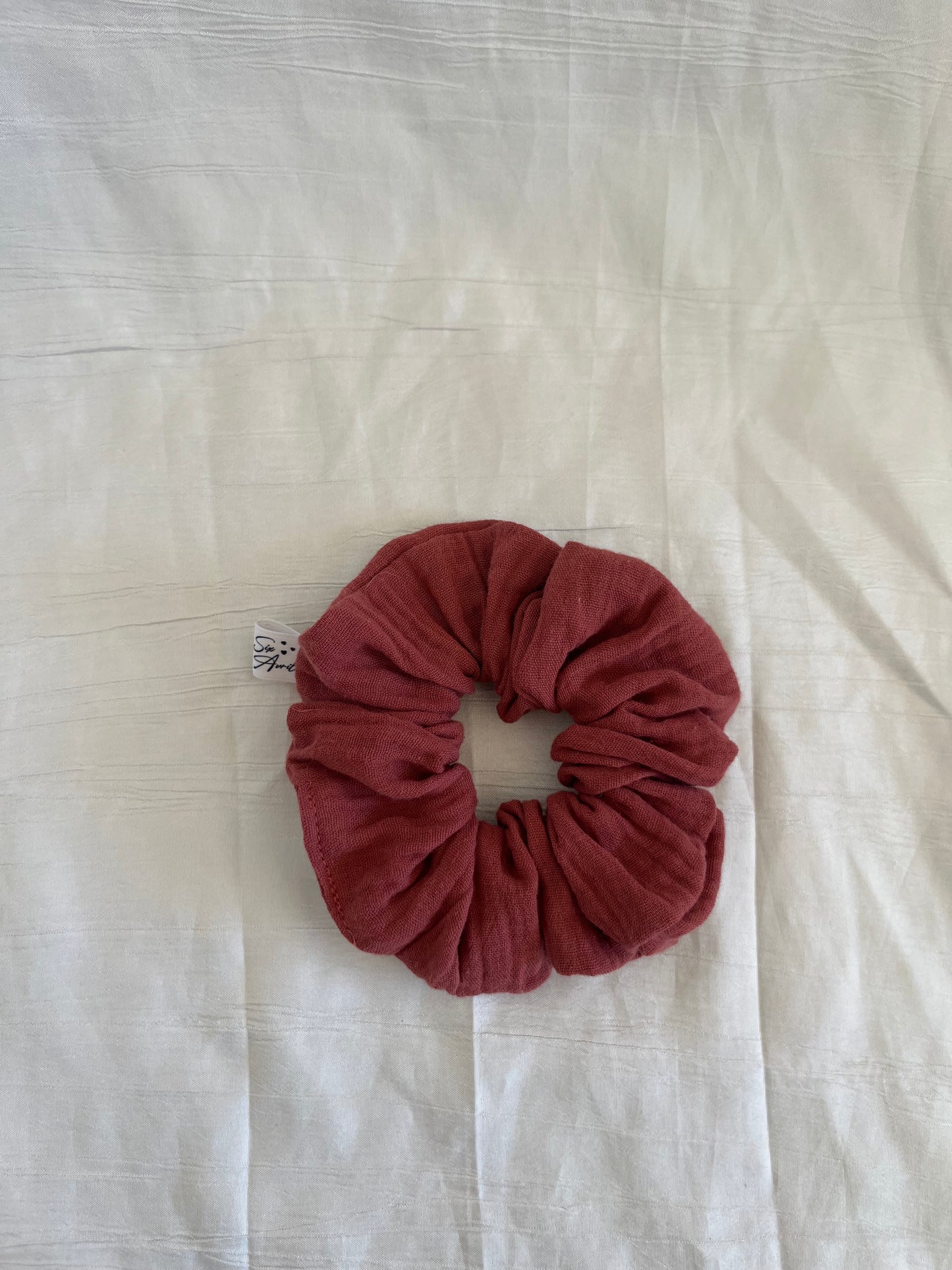 Chouchou Scrunchie en gaze Vieux Rose