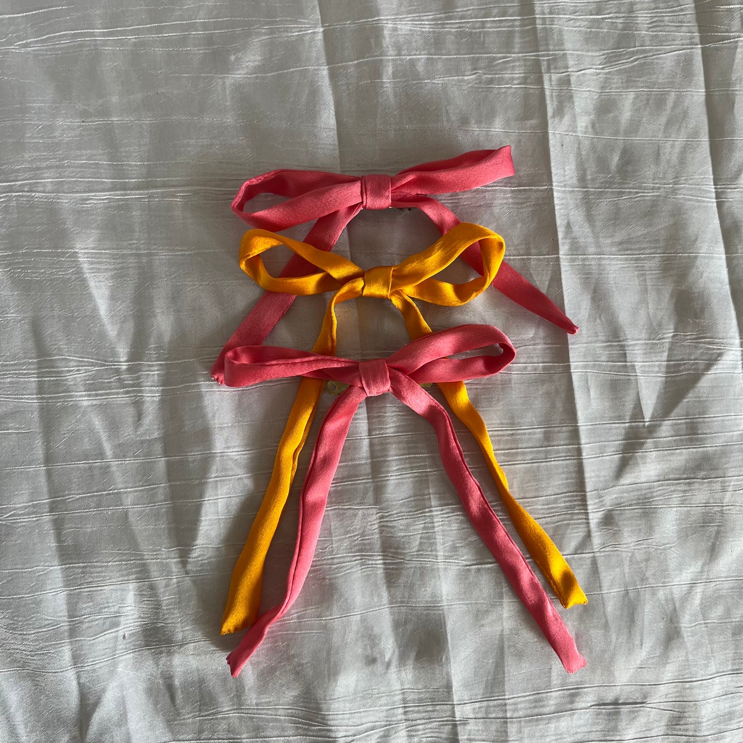 Barrette en satin Sorbet Rose