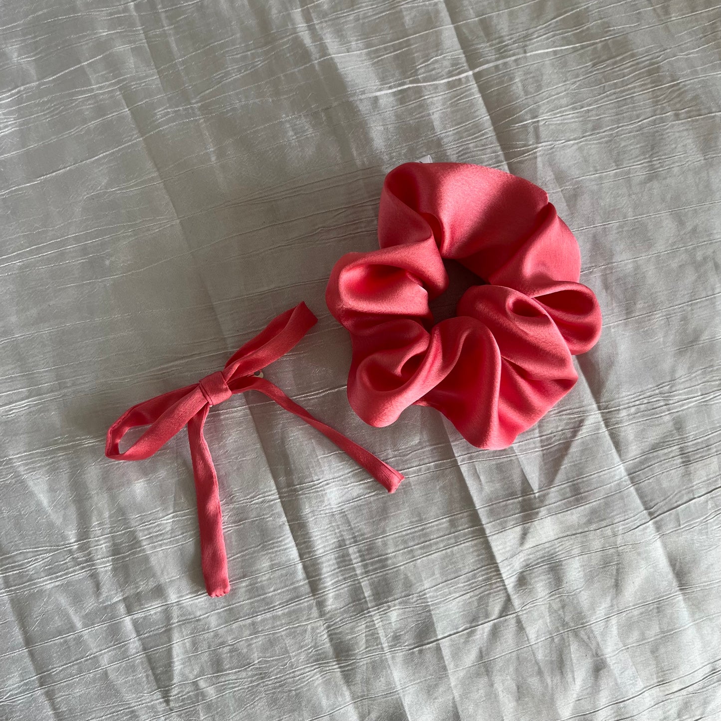 Barrette en satin Sorbet Rose