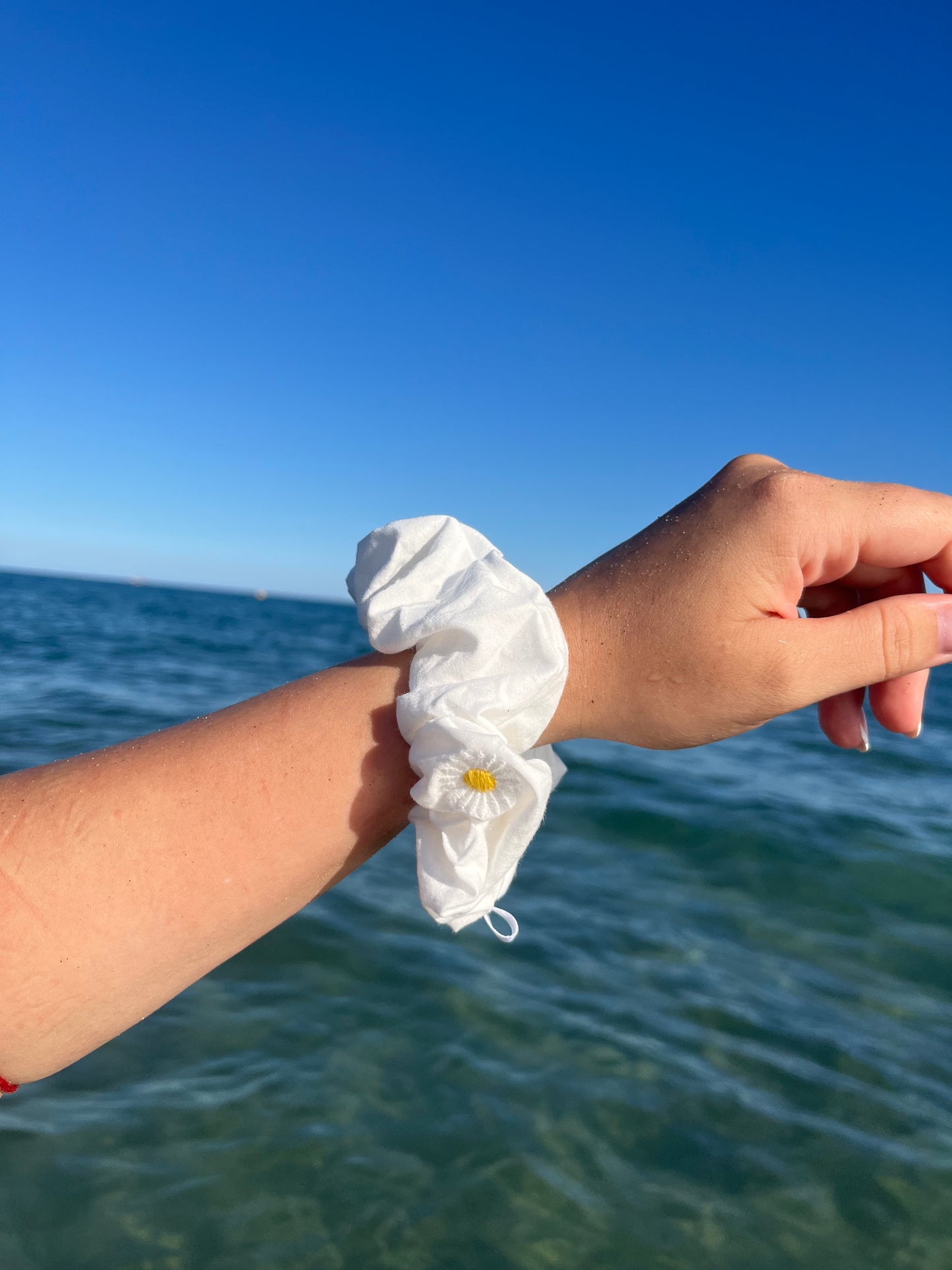 Chouchou Scrunchie en coton Marguerite