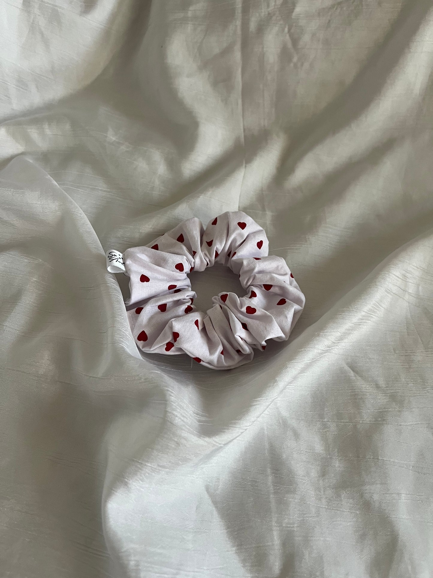 Chouchou Scrunchie en coton Cœurs