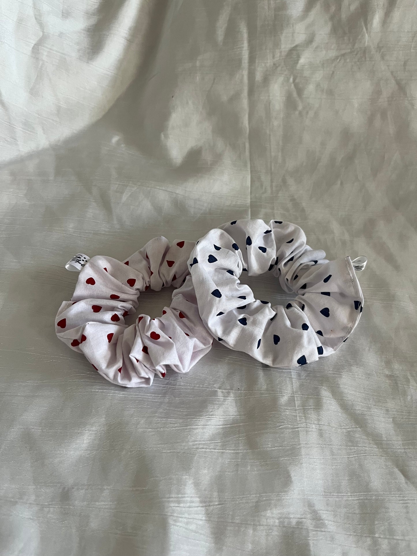 Chouchou Scrunchie en coton Cœurs