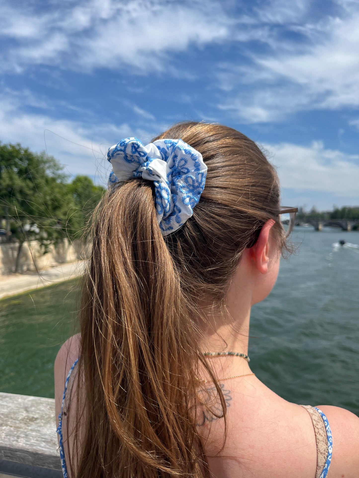 Chouchou Scrunchie en coton Grèce