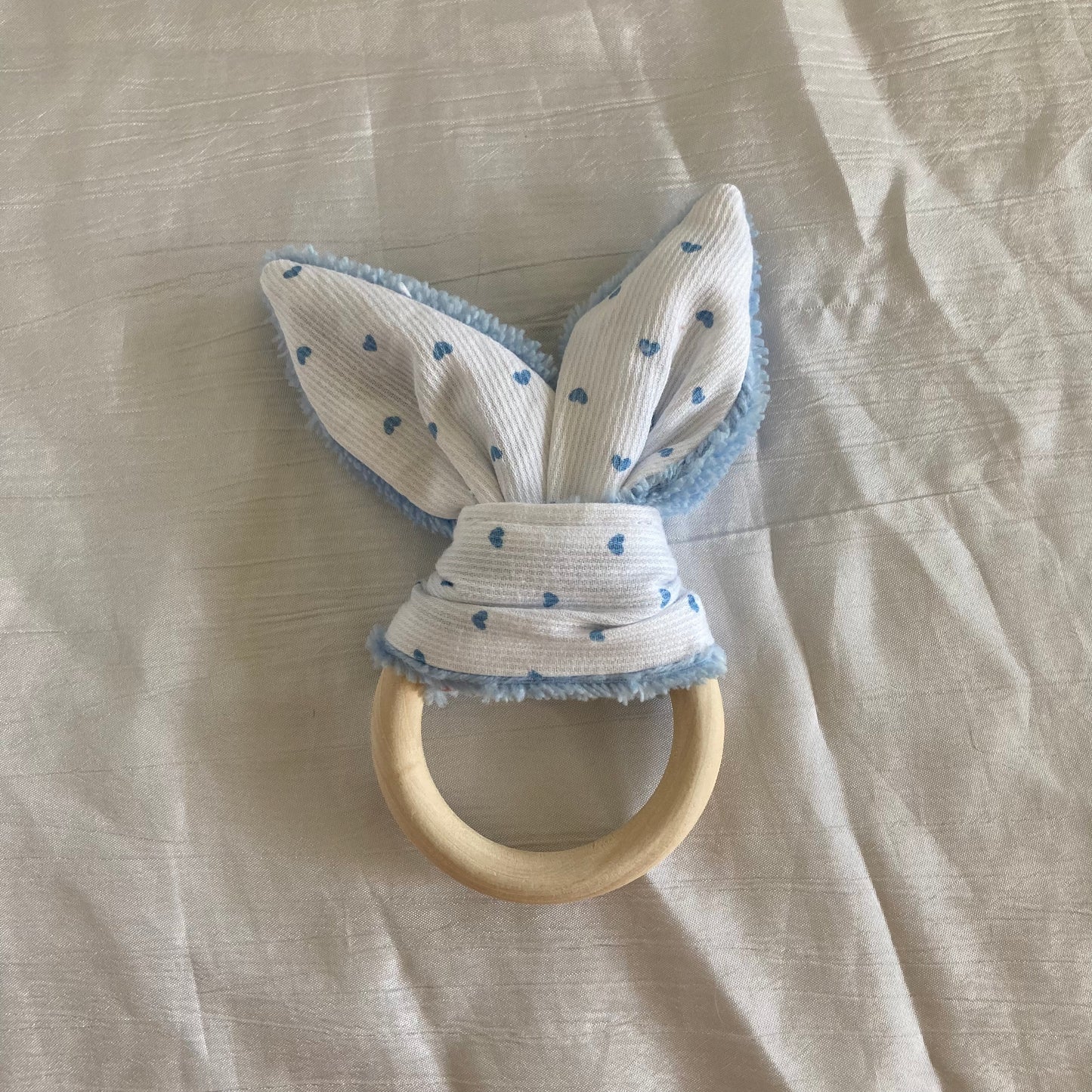 Anneau de dentition cœur bleu