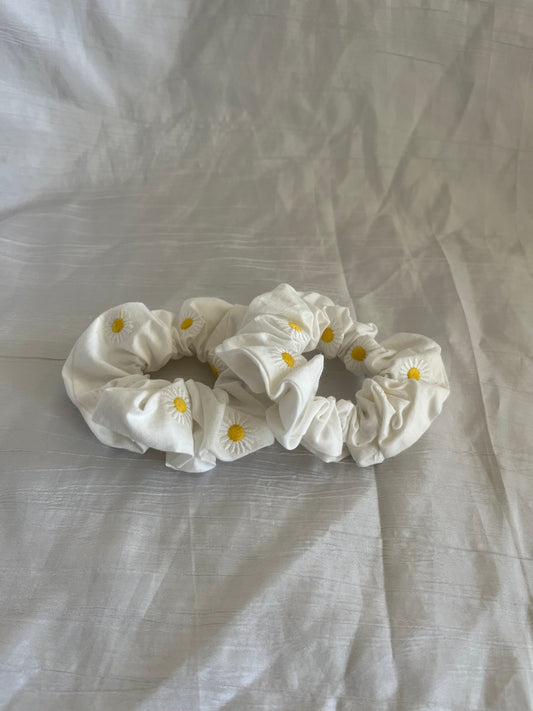 Chouchou Scrunchie en coton Marguerite