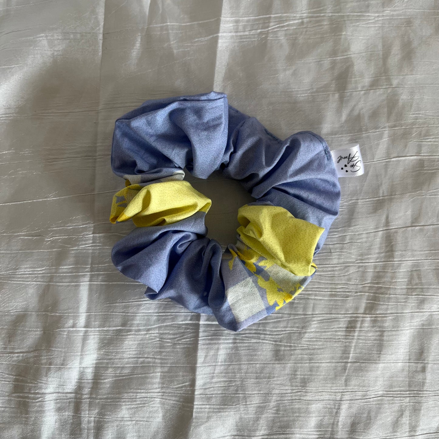 Chouchou Scrunchie en coton Patchwork pastel