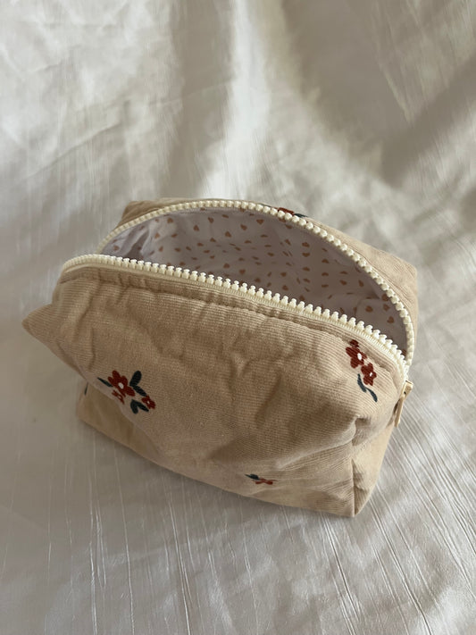 Trousse velours beige