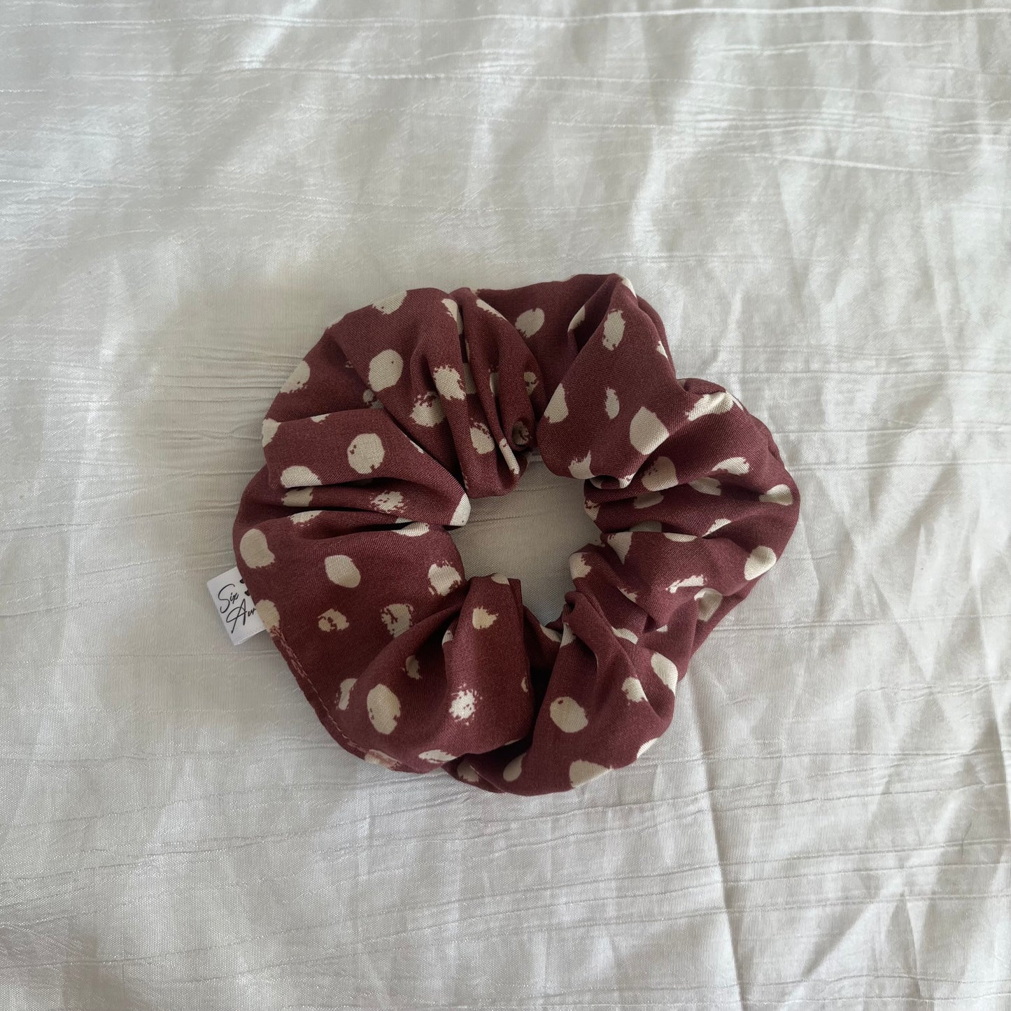 Chouchou Scrunchie en coton pois mauve