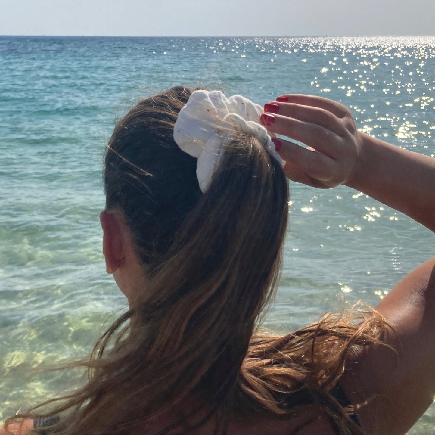 Chouchou Scrunchie en gaze de coton Un été sans fin