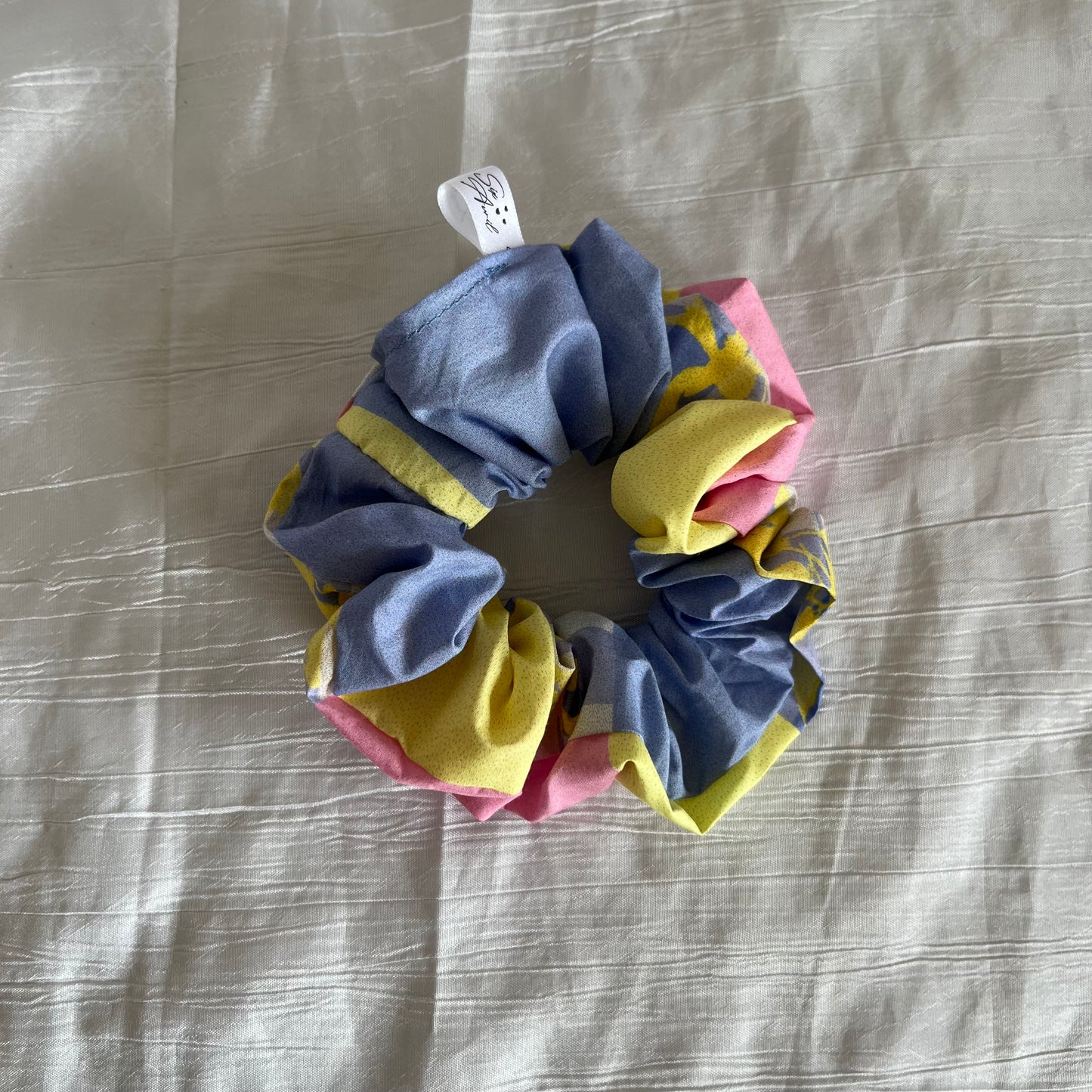 Chouchou Scrunchie en coton Patchwork pastel