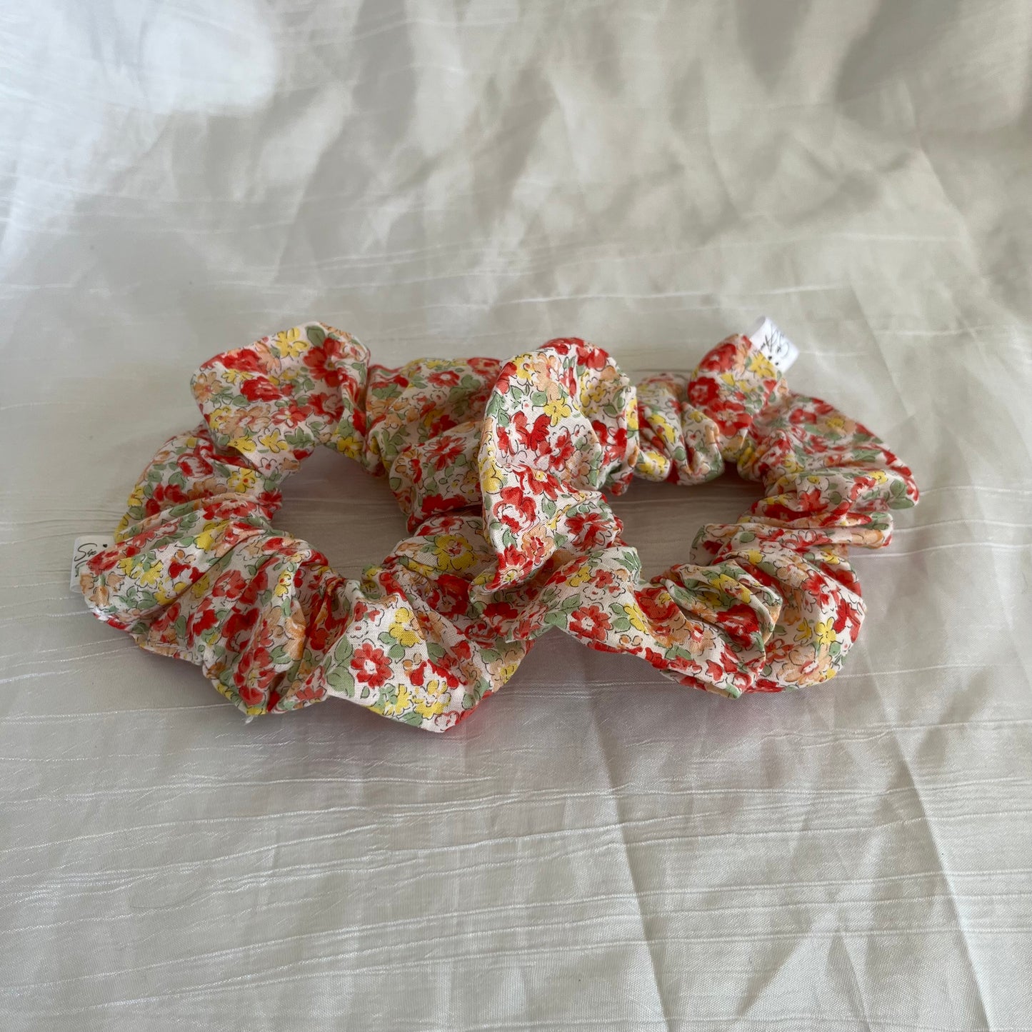 Chouchou Scrunchie en coton Aquarelle rouge