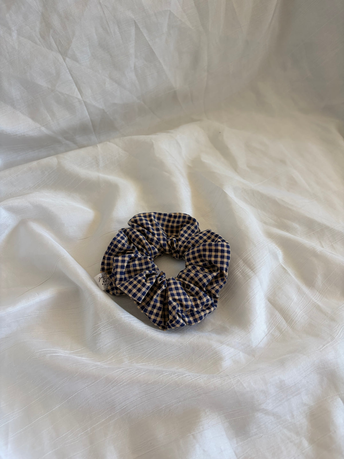 Chouchou Scrunchie en coton Rentré rayé bleu