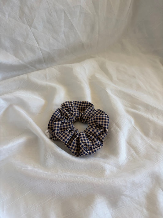 Chouchou Scrunchie en coton Rentré rayé bleu