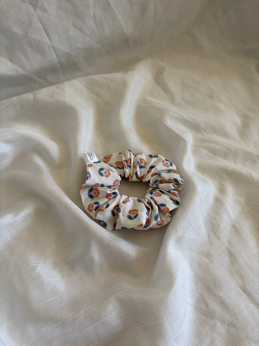 Chouchou Scrunchie en coton Fleurs vintage 🌱
