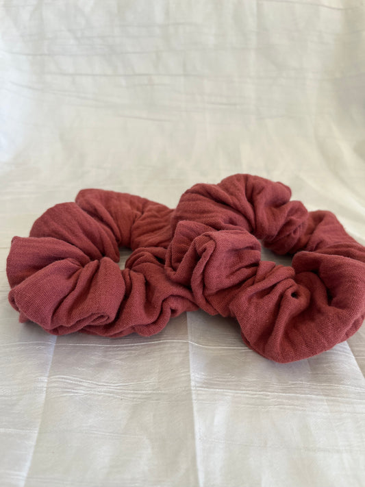 Chouchou Scrunchie en gaze Vieux Rose