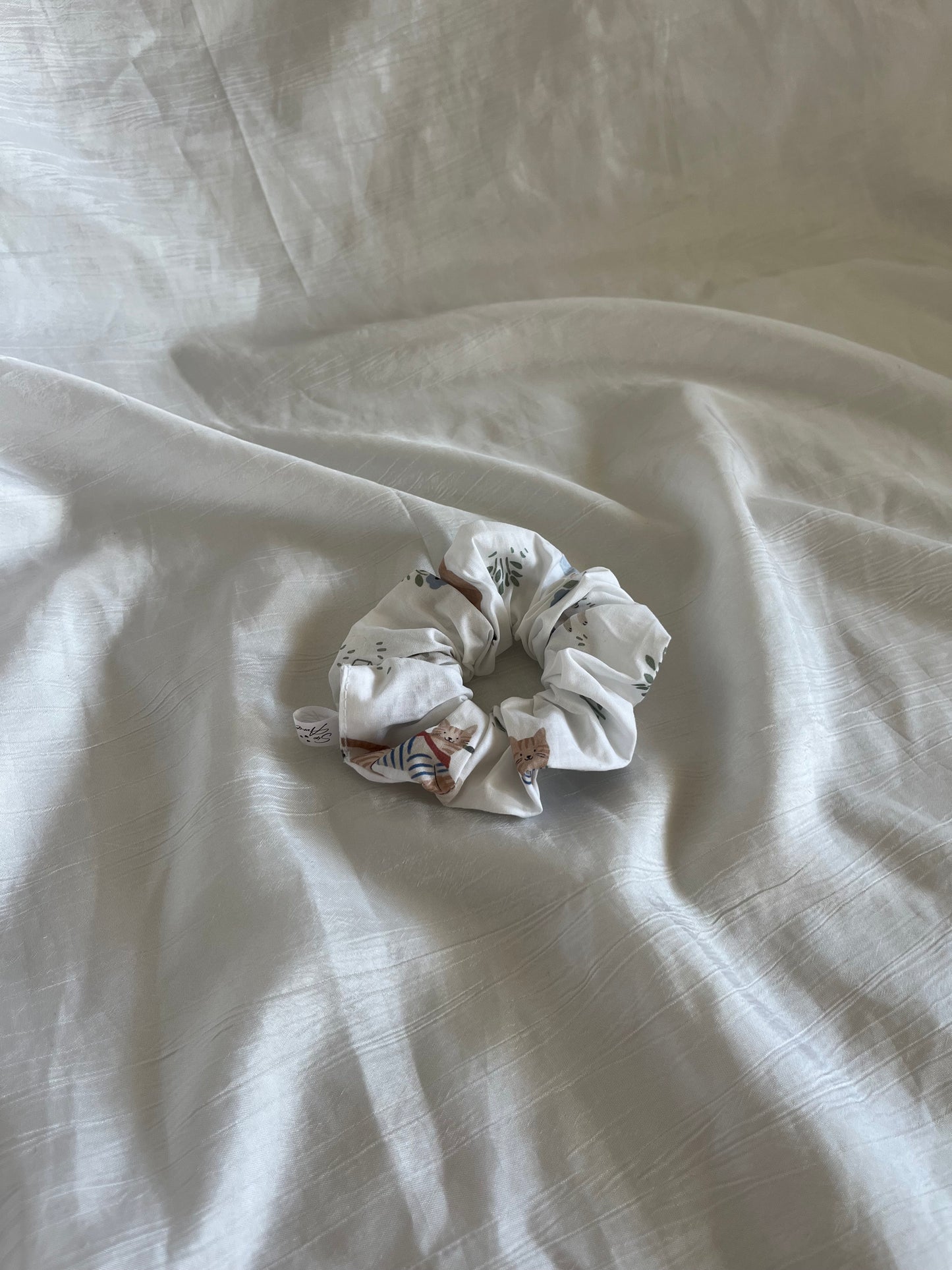 Chouchou Scrunchie en coton Chat