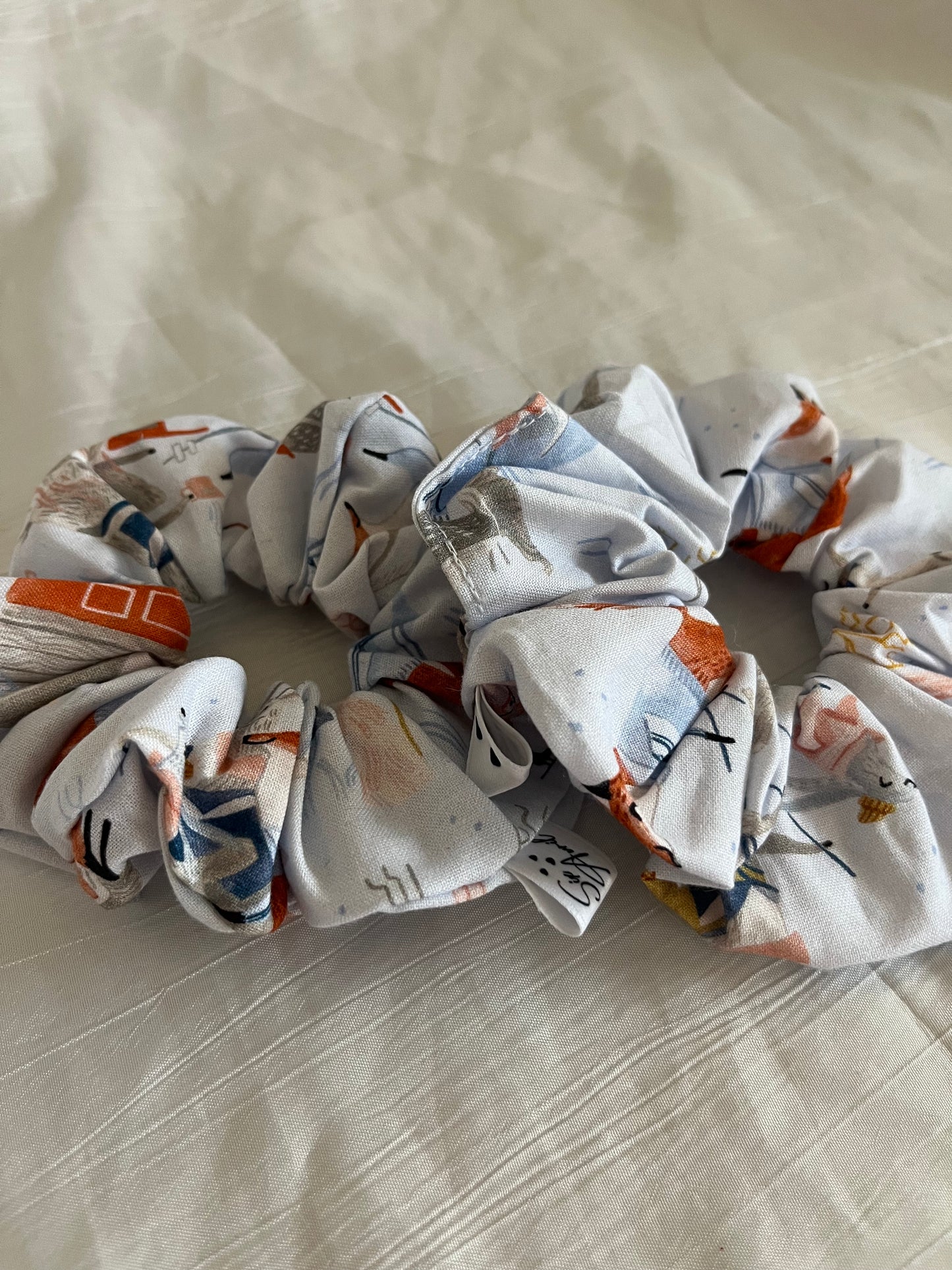 Chouchou Scrunchie en coton Renard au Ski