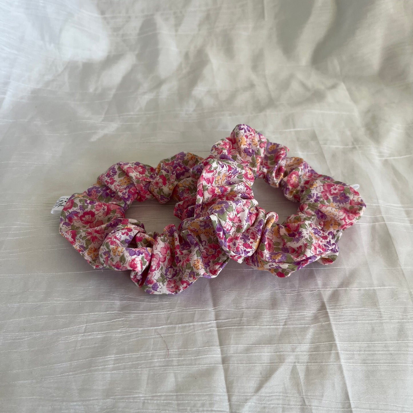 Chouchou Scrunchie en coton Aquarelle rose