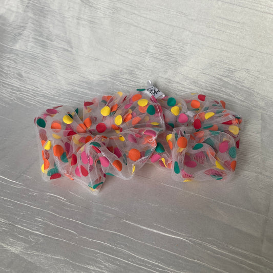 Chouchou Scrunchie en tulle Confettis multicolores