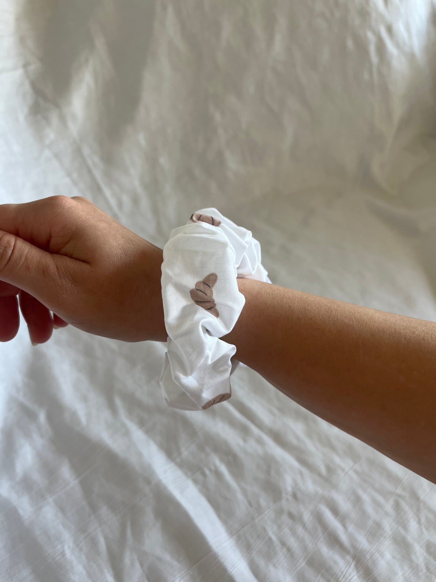 Chouchou Scrunchie en coton Croissant