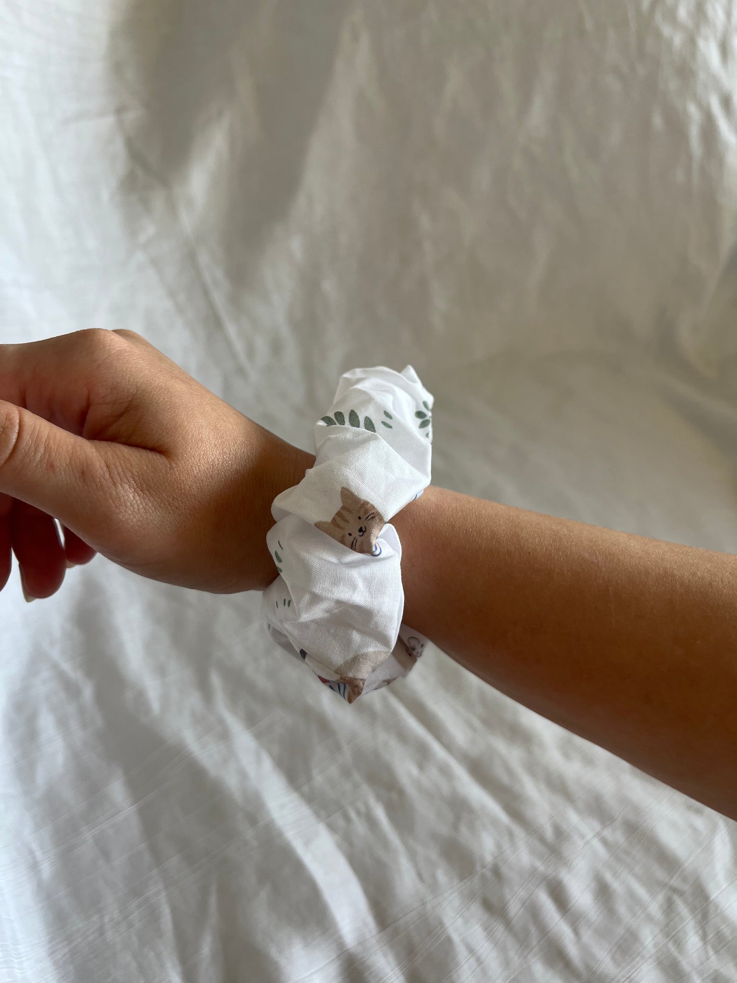 Chouchou Scrunchie en coton Chat