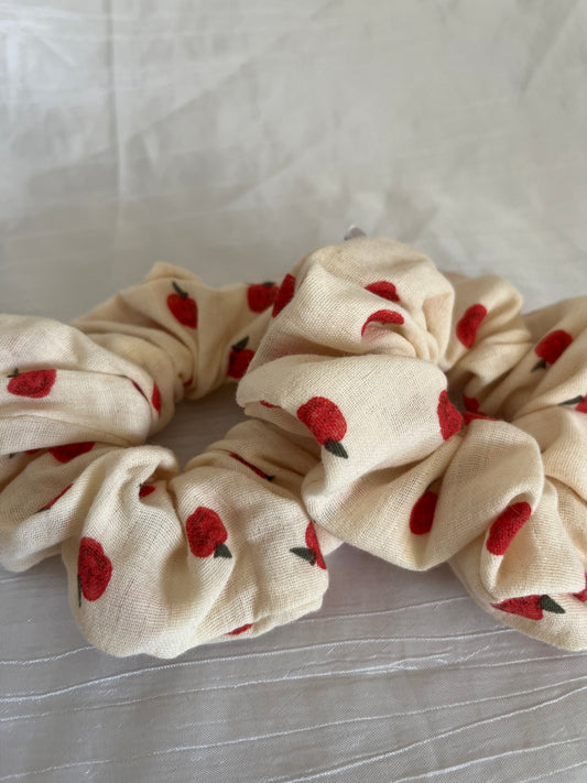 Chouchou Scrunchie en coton Pommes