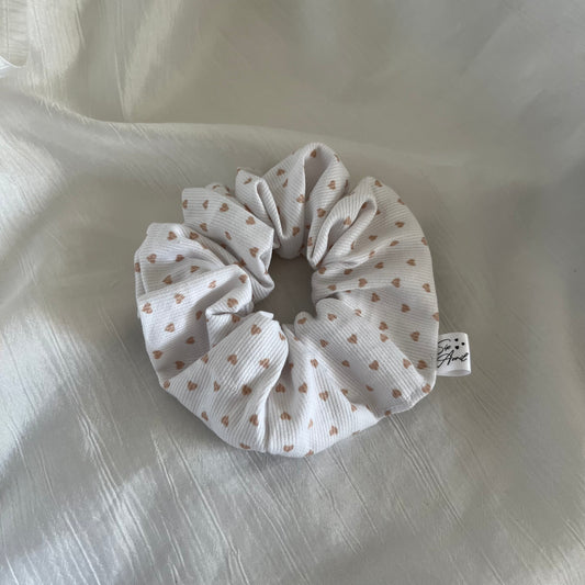 Chouchou Scrunchie en coton Cœur nude