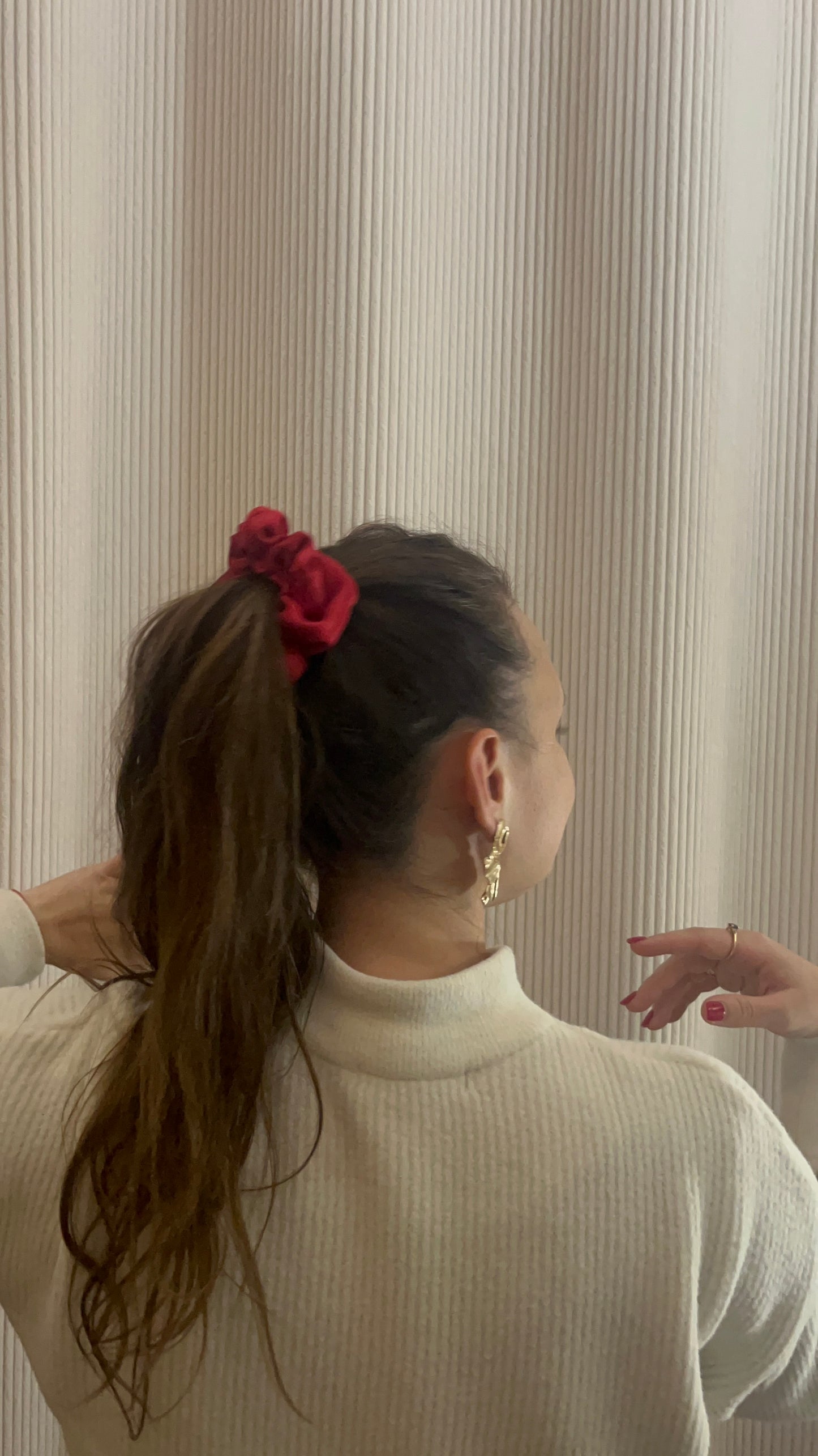 Chouchou Scrunchie en velours Framboise