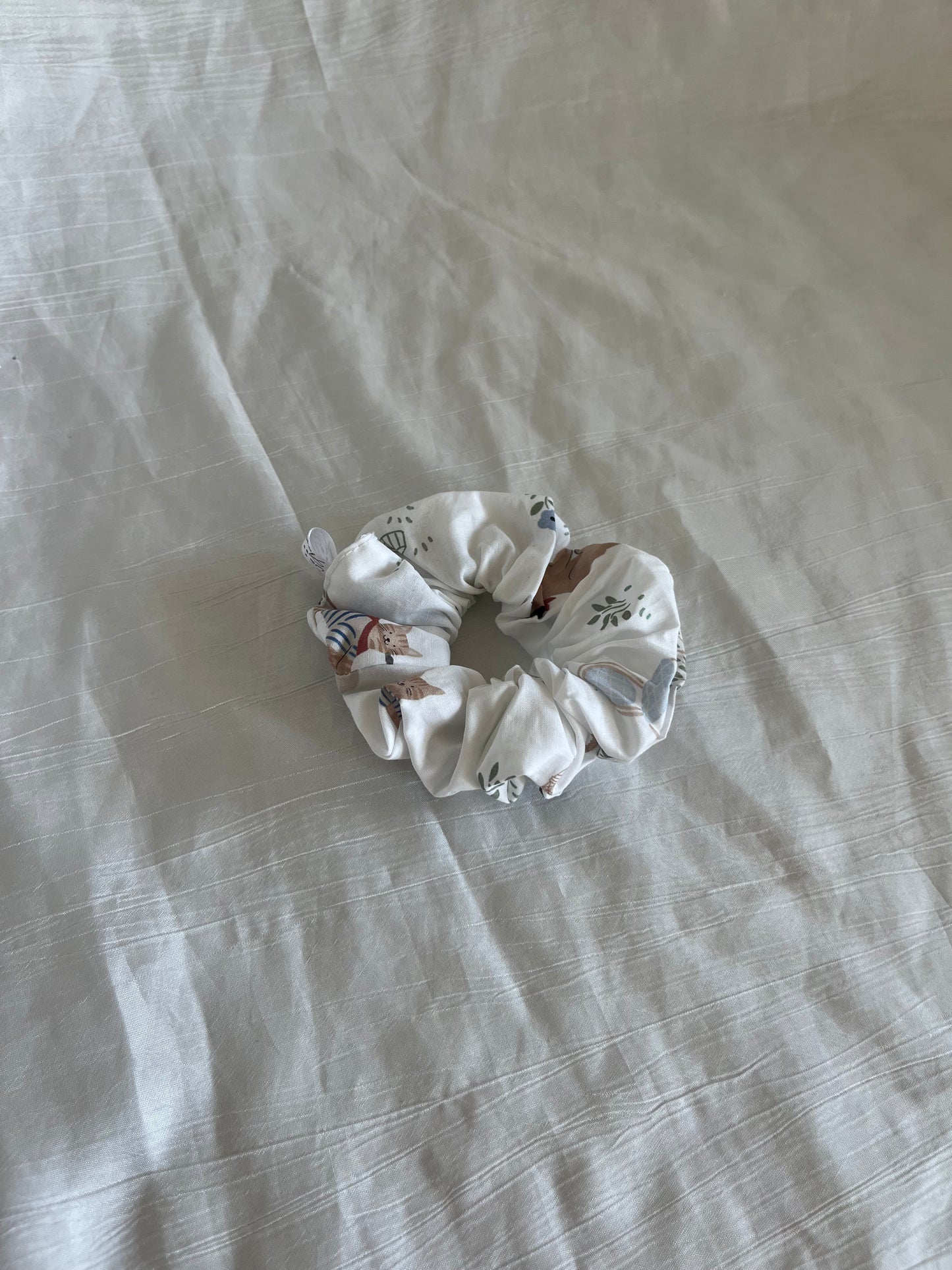 Chouchou Scrunchie en coton Chat