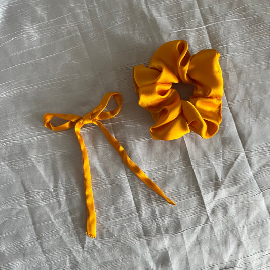 Barrette en satin Jaune Soleil